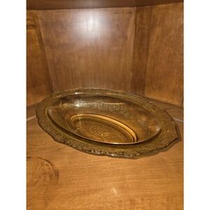 Vintage 1930s Federal Glass, Yellow Depression Glass 'Normandie', Oval Serving